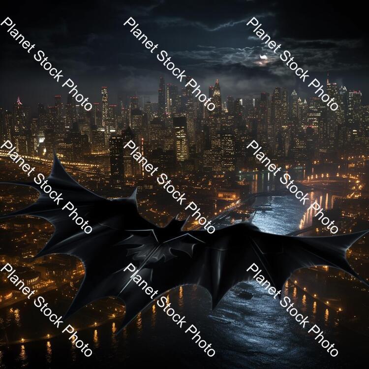 Draw Batman in Gotham City Batman Is Very Cool. Batman Gliding in the Night stock photo with image ID: 048f4e82-cd87-419d-aa9c-ceb887e86cdc