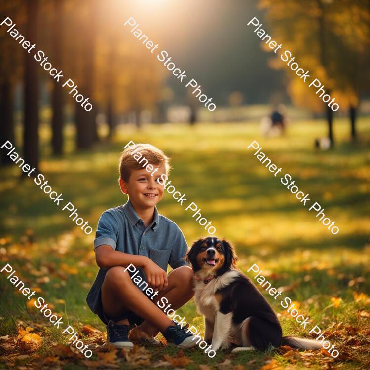 A Boy with a Dog on Park stock photo with image ID: 05bcd550-b9ca-4b25-a37f-2189c6413e82