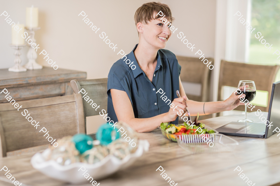 A young lady having a healthy meal stock photo with image ID: 06dd9f3c-e206-45a5-8742-ef0c07169d2e
