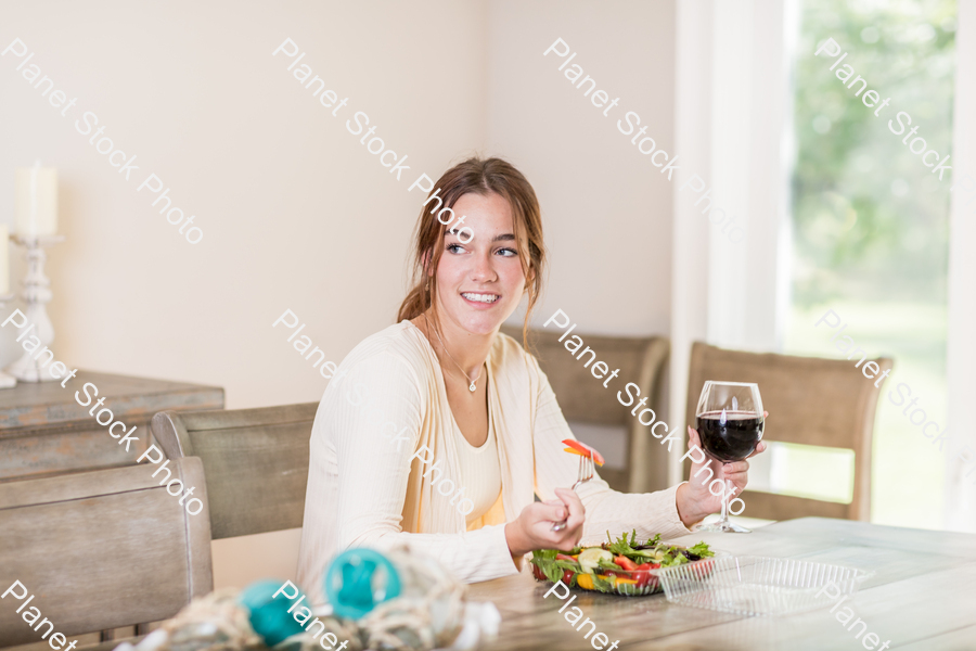 A young lady having a healthy meal stock photo with image ID: 0dd0bdca-6a49-4f45-9a9f-b96b468e9c2c