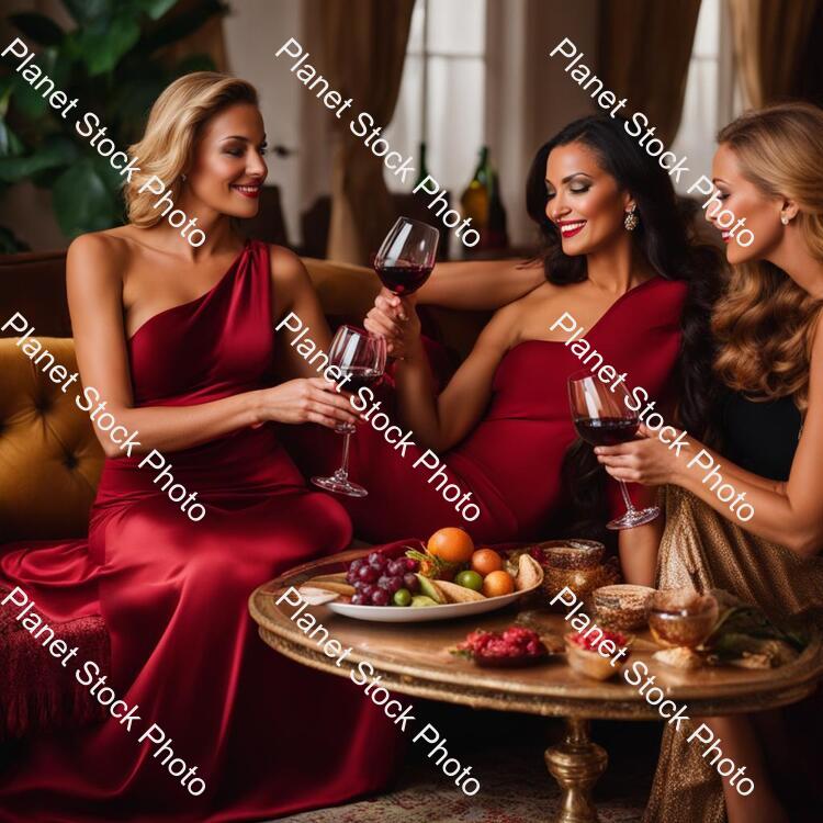 Ladies Lounging and Sipping Red Wine stock photo with image ID: 0eff371d-c24a-4a03-b0ee-5bc1eaa394ec