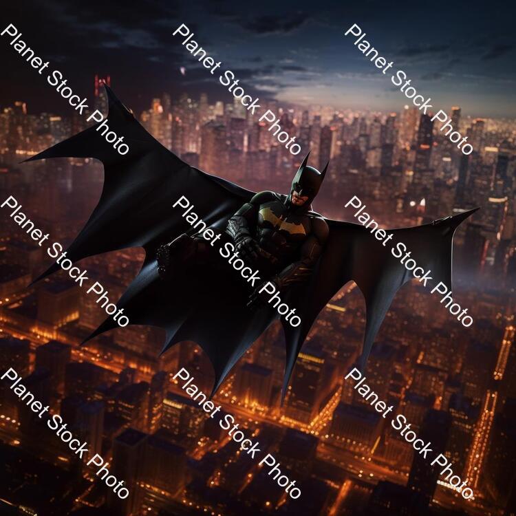 Draw Batman in Gotham City Batman Is Very Cool. Batman Gliding in the Night stock photo with image ID: 103d923d-1ff8-4276-aff1-cf4cb36fe32d