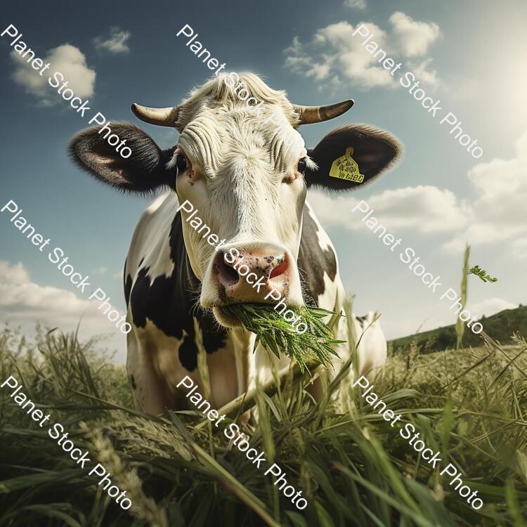 A Cow Eating Grass stock photo with image ID: 14a3fd3c-23e3-4133-8662-86f64f21e3f6