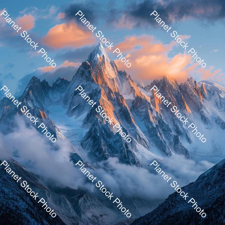Mountains with Snow and with Cloudy Atmosphere stock photo with image ID: 1c2e8a93-bb5c-4893-92bf-f1b360b5a6b4