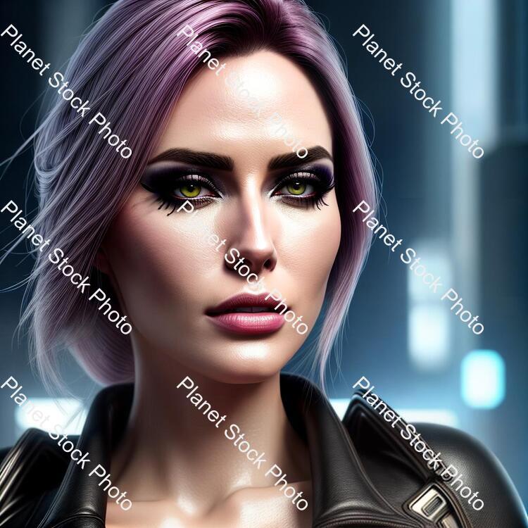 Ultra Realistic Close Up Portrait ((beautiful Pale Cyberpunk Female with Heavy Black Eyeliner)) stock photo with image ID: 2150c0d1-6d67-4fb5-b720-6ce888b47231