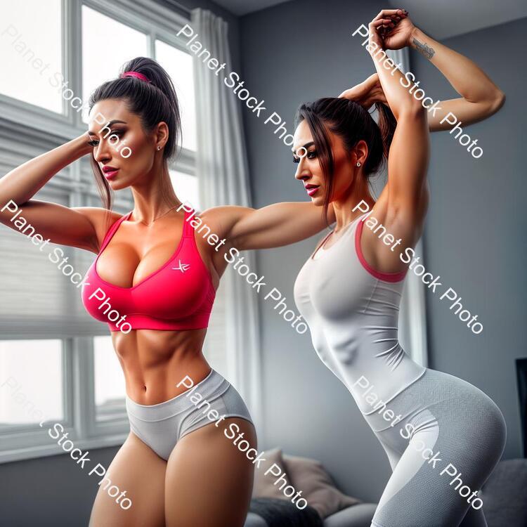 A Young Lady Working Out at Home stock photo with image ID: 30915b6f-0208-4029-80ab-05c2e7388411
