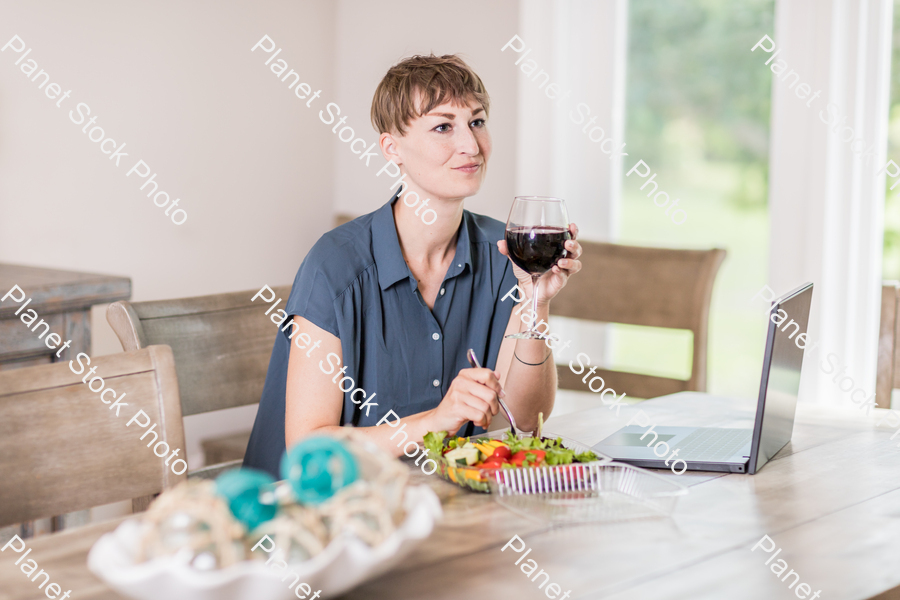 A young lady having a healthy meal stock photo with image ID: 31b31185-fea5-48f6-84cc-bdffaf1a411e