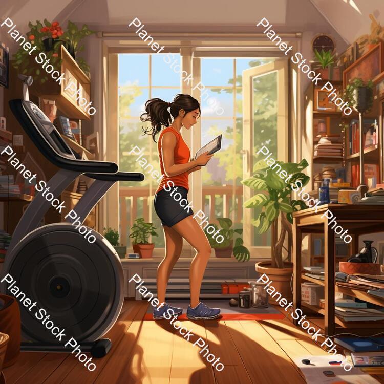 A Young Lady Working Out at Home stock photo with image ID: 371fb2ec-de5c-406b-a546-2a1bccd754b1