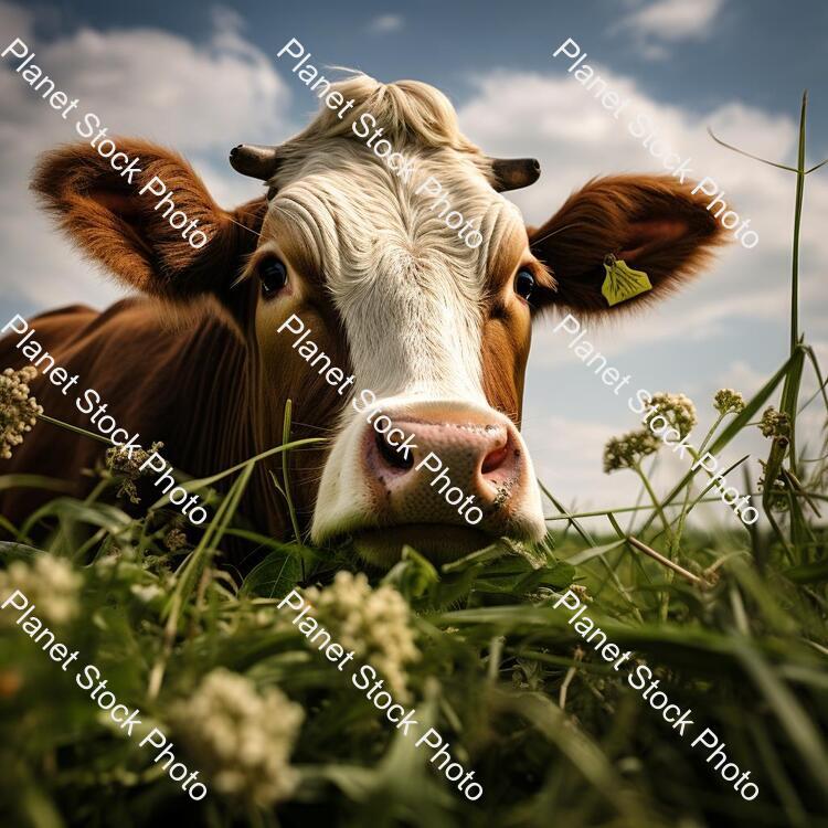 A Cow Eating Grass stock photo with image ID: 38183e7c-544e-45af-b6de-9206cf58385b