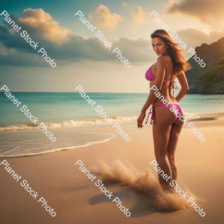 A Lady in a Bikini on the Beach stock photo with image ID: 3da3cc5a-7c3d-4fb5-a077-840694c79afb