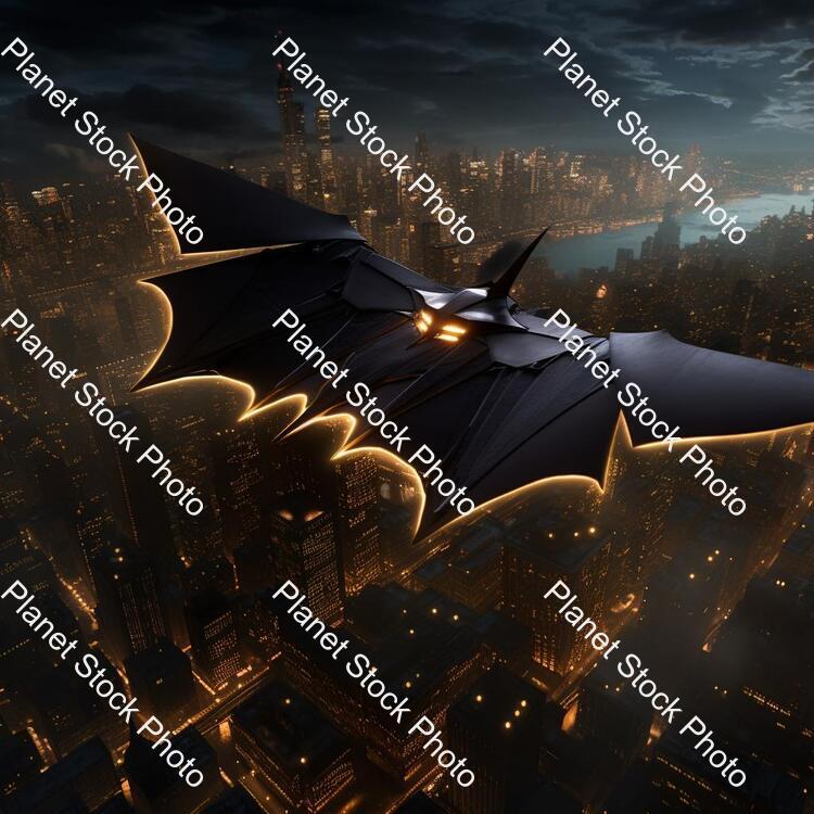 Draw Batman in Gotham City Batman Is Very Cool. Batman Gliding in the Night stock photo with image ID: 3dc885ed-3ca3-4982-ad87-7d8d23b9f198