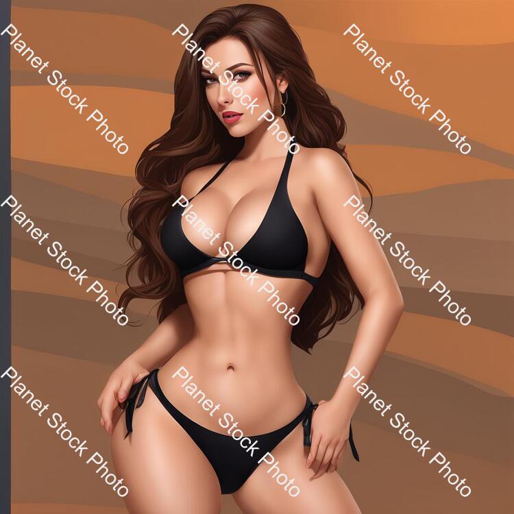 Draw a Sexy Girl with Brown Hair.  in a Black Bikini and the Bikini Cuts Into Her Ass, Which Makes Her Sexier.  Have Large Shaped Breasts.  Have a Shapely Sexy Ass.  Ac's Face Is Beautiful.  Click on the Picture to Show Off Her Shapely Ass stock photo with image ID: 3dfdc1c6-ce09-4f9d-9261-aa330db03b0f