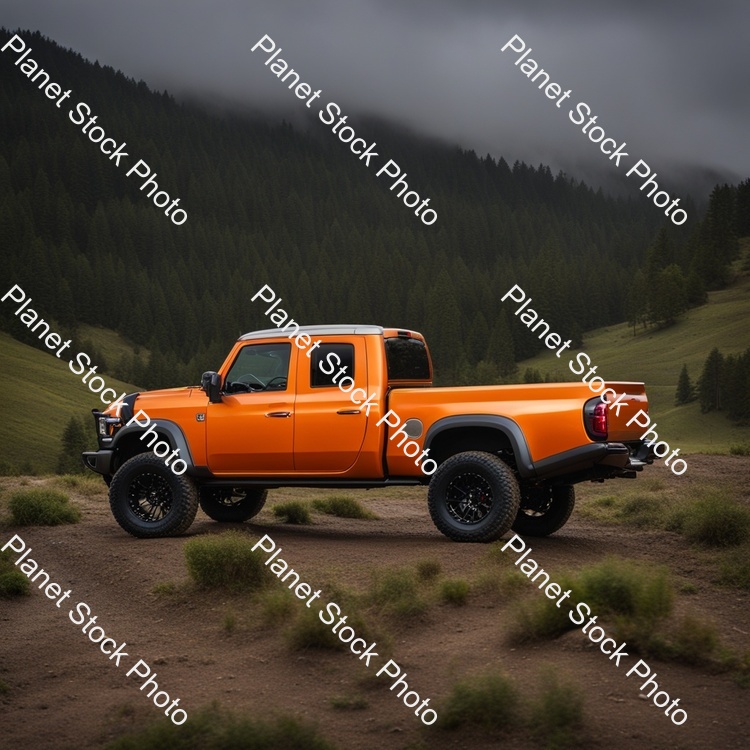 Orange with Grey Fenderstoyota Pick Up Truck with Long Travel Suspension and Baha Lights stock photo with image ID: 41e415b5-6b3d-405e-8700-416c6d9631d4