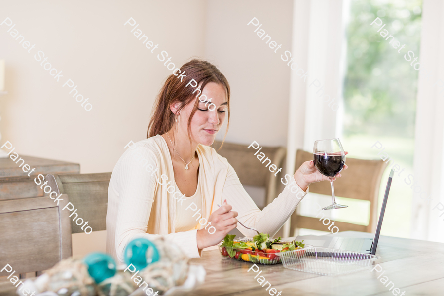 A young lady having a healthy meal stock photo with image ID: 430ecfd0-b732-4952-abb0-9f2ad4ad751e