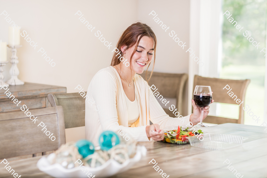 A young lady having a healthy meal stock photo with image ID: 43368fe4-0cd1-4f93-8a9e-55710cc643f2