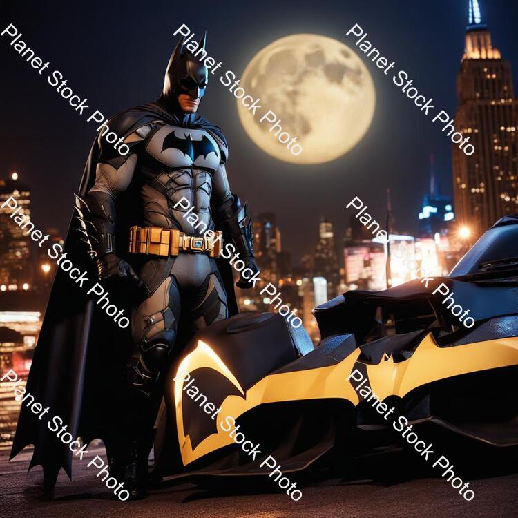 Batman in New York City Time Night 4k Quality Batman Suit Is on the Batman Arkham Knight. the Moon Are Bright an Full Moon.batman Be Very Muscular stock photo with image ID: 491503cb-f431-42c5-8df2-fd6b9dc303c5