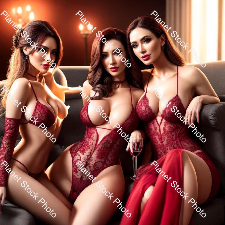 Young Ladies Lounging and Sipping Red Wine stock photo with image ID: 4d3d8e30-4bb3-4842-96f3-74557a5321e7