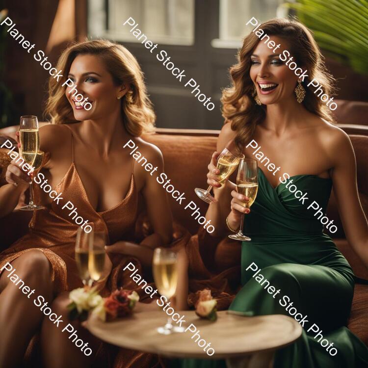 Ladies Lounging and Sipping Champagne stock photo with image ID: 50c7f019-adfa-4f48-9269-bd003ed46c64