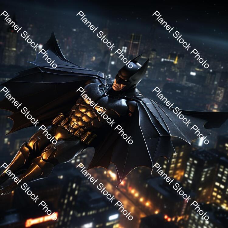 Draw Batman in Gotham City Batman Is Very Cool. Batman Gliding in the Night stock photo with image ID: 51136dc7-8d87-45fb-aee3-5c27143ff6b1