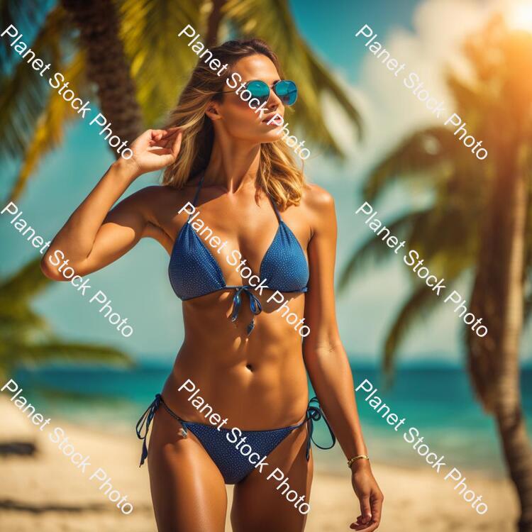 A Lady in a Bikini on the Beach stock photo with image ID: 5df25a46-7633-4925-a49c-683fdef794aa