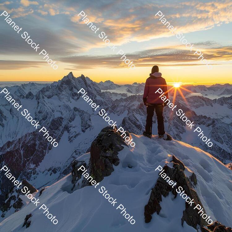 A Man Standing on the Top of a Amountain stock photo with image ID: 74c60a4b-875e-488e-9ae3-cf0a6cb6765e