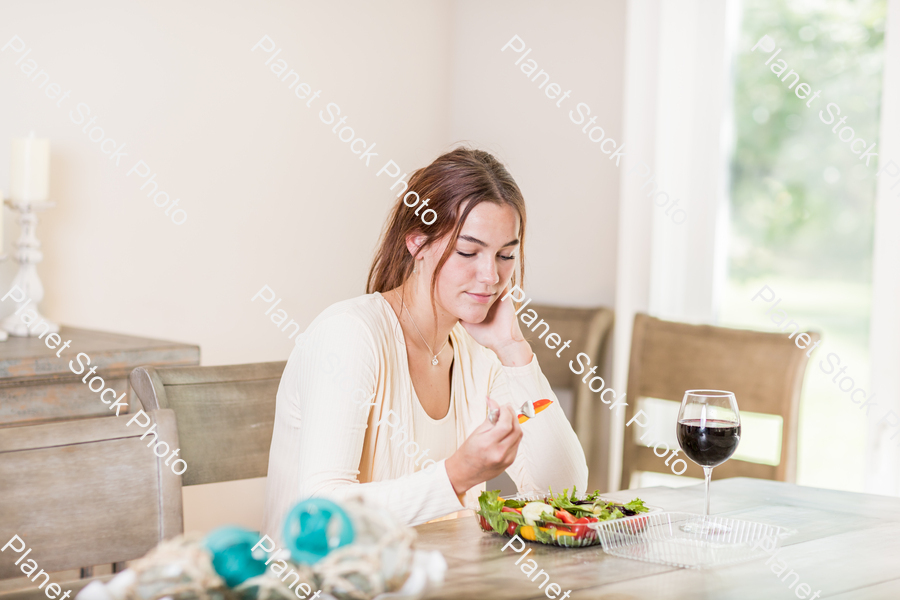 A young lady having a healthy meal stock photo with image ID: 779ec8ff-80e1-4434-960f-b75d1820015e