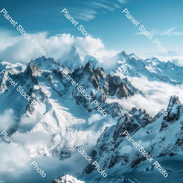 Mountains with Snow and with Cloudy Atmosphere stock photo with image ID: 7a18bf8d-30b8-43e7-a0d3-7b779718f7ec