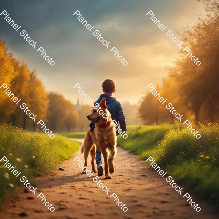 A Boy with a Dog on Park stock photo with image ID: 7fd7609c-bcc0-4117-9b95-fe9364e82452