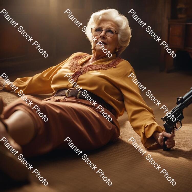 Sexy Grandma Fell in a Gunfight and Lies on Her Back stock photo with image ID: 8581d117-b0cd-4ee1-afe6-ebb061f0eee6