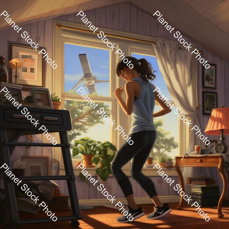 A Young Lady Working Out at Home stock photo with image ID: 88100c3b-172a-4a8a-811f-8ec3e8fb5b40