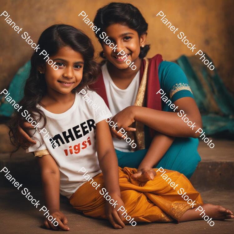 A Boy Name with Meher on His White Tshirt in Black Letters and a Girl Sits Side to Him and Wears a Sari of Colour Black and Having a Pussy in Hand stock photo with image ID: 90727b3f-84bf-42f8-a78b-8417228edb81
