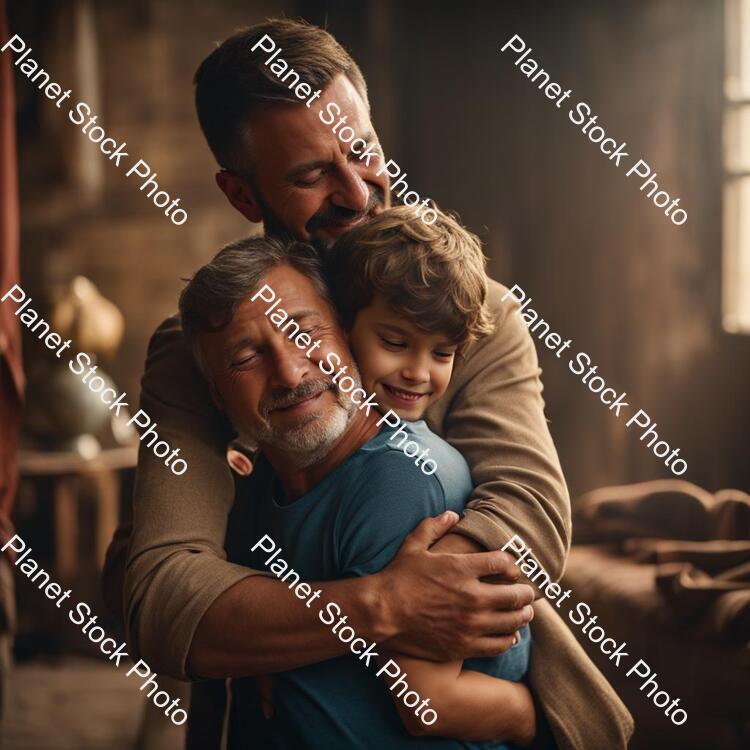 A Young Boy Hug His Father After a Long Time with Tears in Eyes stock photo with image ID: 9a252d53-74e6-4a87-ae34-1a126ebf5072