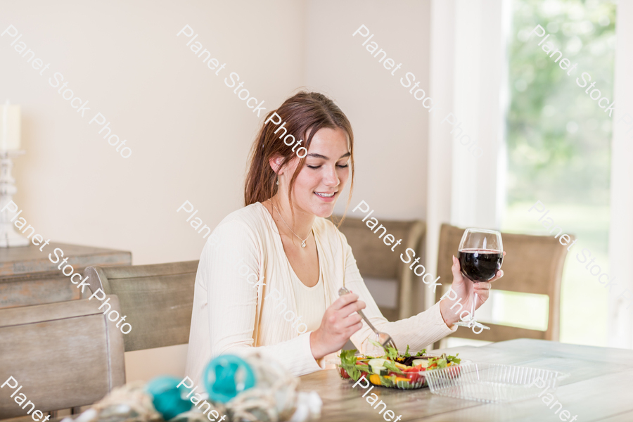 A young lady having a healthy meal stock photo with image ID: 9e9ce598-dada-47e5-908d-60ebc9035819