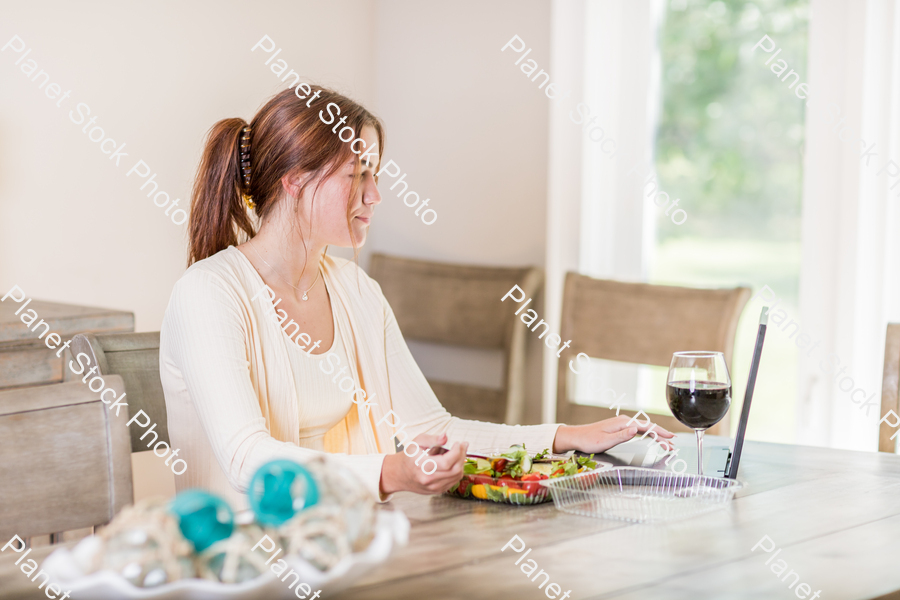 A young lady having a healthy meal stock photo with image ID: 9ff97425-b1b2-4145-8ea1-2cec1599e304