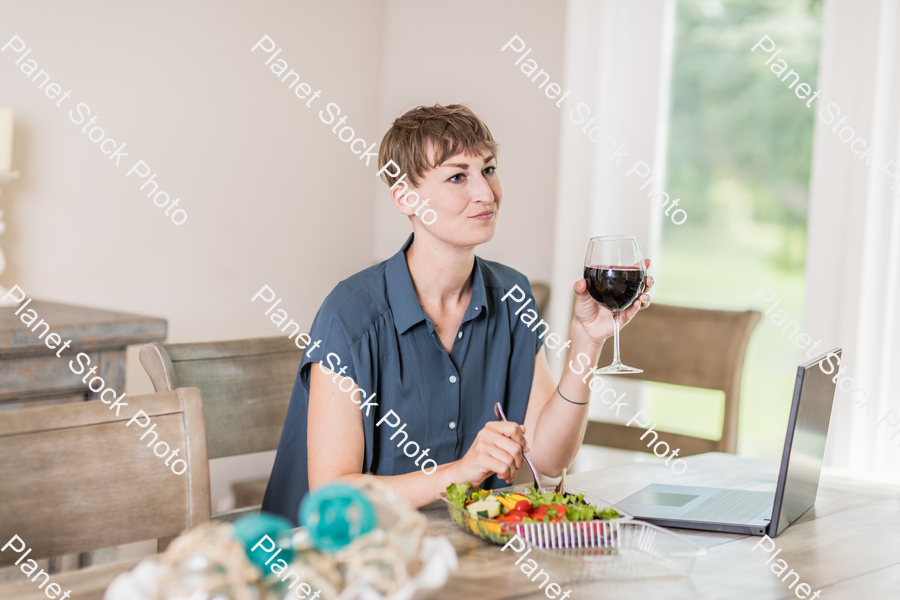 A young lady having a healthy meal stock photo with image ID: a3d5062f-9d1e-4259-bf0f-23a75d6398ec