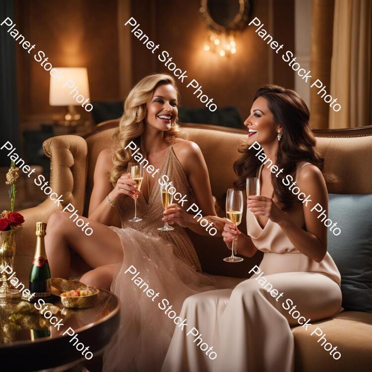 Ladies Lounging and Sipping Champagne stock photo with image ID: a91265ac-d1cf-456b-964f-730da55a30f6