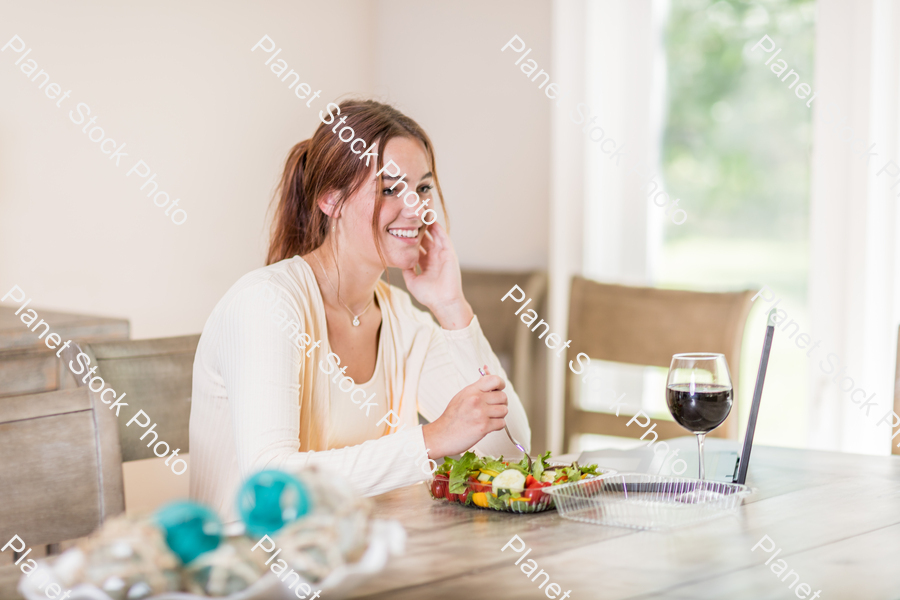 A young lady having a healthy meal stock photo with image ID: aa4768b2-8d09-46b0-825f-330f40eba0fd