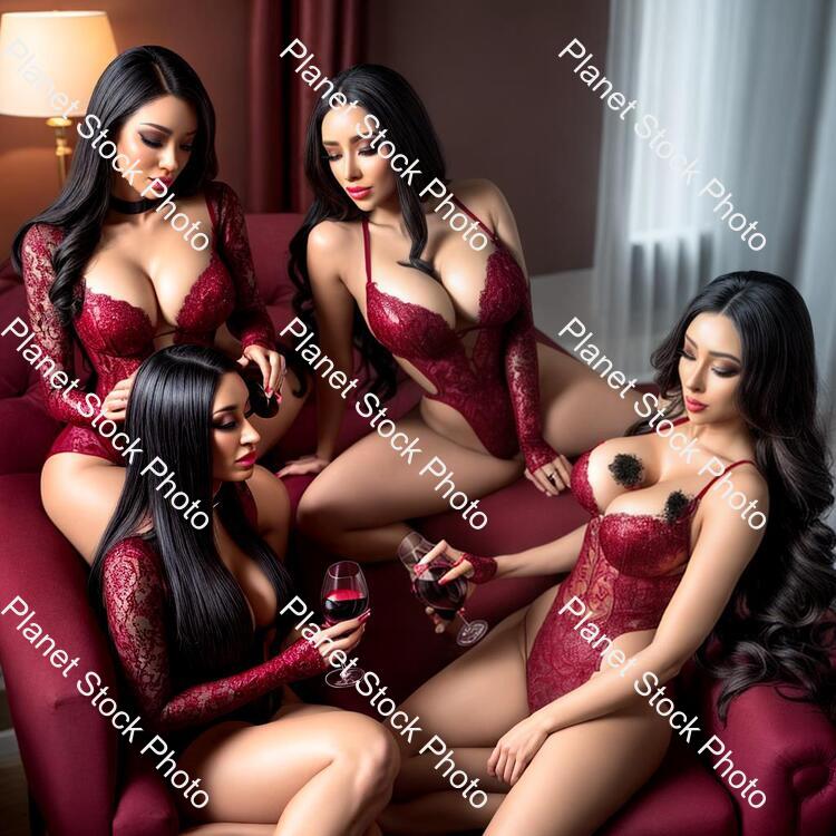 Young Ladies Lounging and Sipping Red Wine stock photo with image ID: b2826dab-c643-4356-b9a1-756a7d7cd3d6