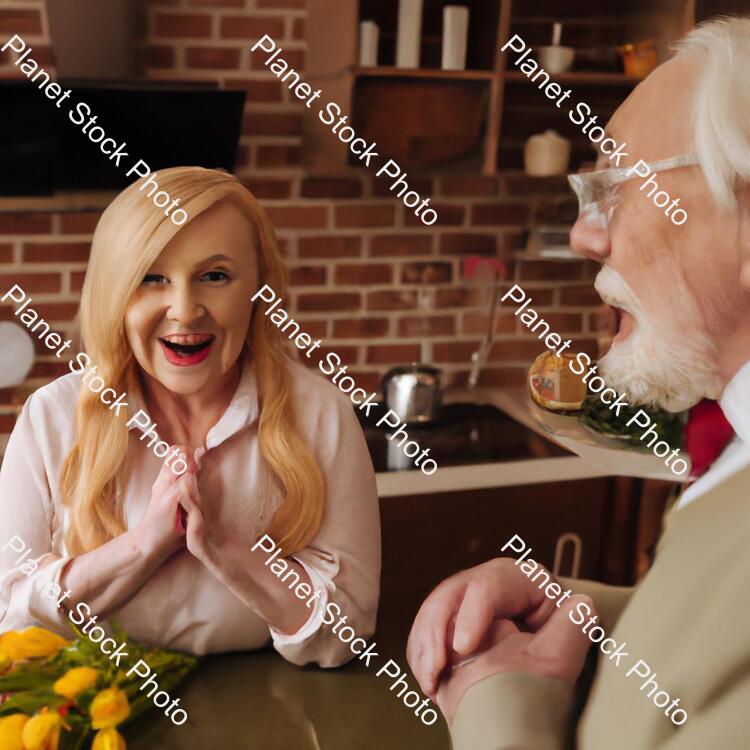 Creepy Grandpa Laughing Cutely while Staring at His Beautiful Wife Who Is Smiling Creepily stock photo with image ID: bc427b18-1618-421a-b89c-002bbafc48f3