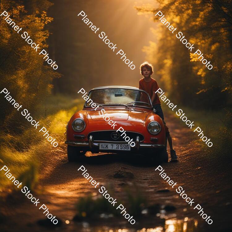 A Beautiful Nature in Which One Car and One Boy stock photo with image ID: c24bff57-1fe1-422a-b5e7-81a25f757afe