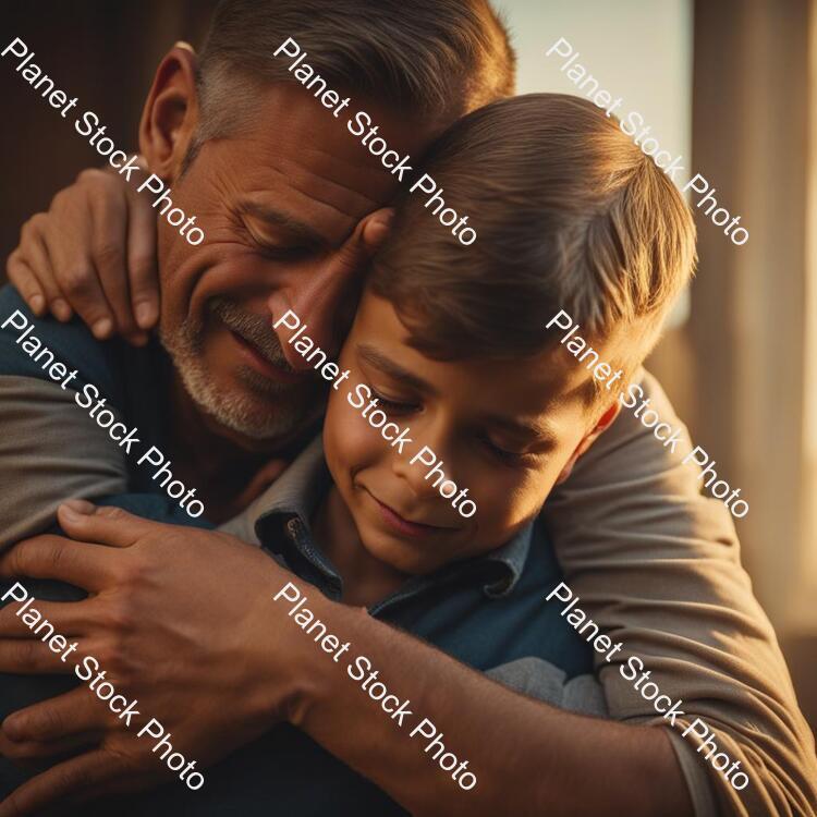 A Young Boy Hug His Father After a Long Time with Tears in Eyes stock photo with image ID: c400f7b3-4891-43ca-bb45-99f84096274a