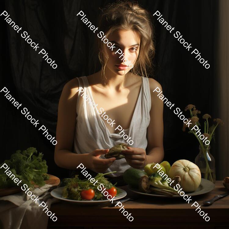 A Young Lady Having a Healthy Meal stock photo with image ID: c778b698-ecfa-43a3-8c81-ec19ef93c841