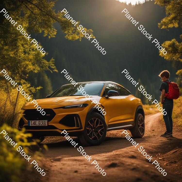A Beautiful Nature in Which One Car and One Boy stock photo with image ID: cab0f1eb-72c9-4e71-9309-8f6ff77155b8