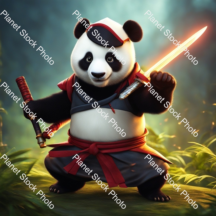 Ninja Panda Holding a Katana That Is Made Out of Lightning 8k stock photo with image ID: cc03ab8d-3f40-457e-b338-eb4c5676570d