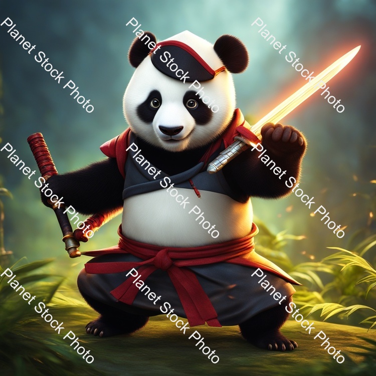 Ninja Panda Holding a Katana That Is Made Out of Lightning 8k stock photo with image ID: cc03ab8d-3f40-457e-b338-eb4c5676570d