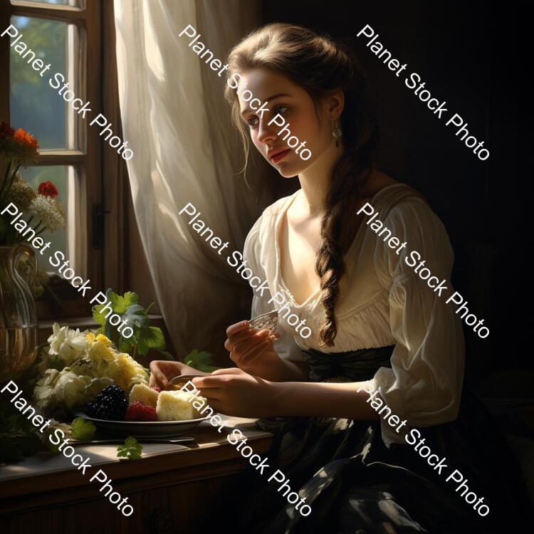 A Young Lady Having a Healthy Meal stock photo with image ID: da6530c7-c6b9-4770-8c81-c9e9a2e7c724