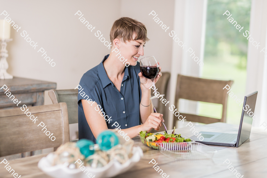 A young lady having a healthy meal stock photo with image ID: f19af156-94b5-4c2e-8254-1c2779ca9575
