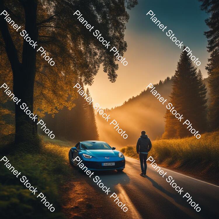 A Beautiful Nature in Which One Car and One Boy stock photo with image ID: f5a93c87-5bfc-4ec9-b3d3-216dcc3a82ea