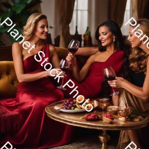 Ladies Lounging and Sipping Red Wine stock photo with image ID: 0eff371d-c24a-4a03-b0ee-5bc1eaa394ec