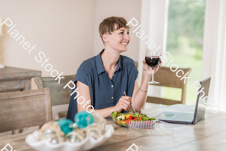 A young lady having a healthy meal stock photo with image ID: 10b92383-32d6-4acc-b678-e0fa97419753